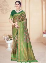 Silk Green Festival Wear Printed Saree